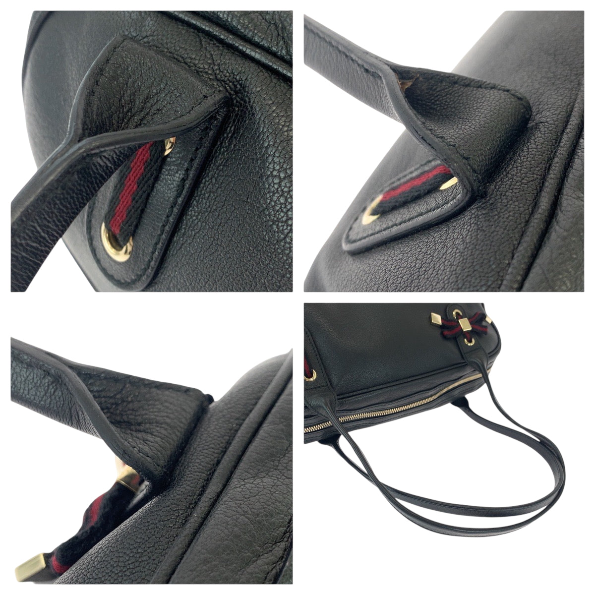 18847
GUCCI Sherry Line Princy Black Gold Hardware Leather 16120 Handbag Shoulder Bag Ladies A58