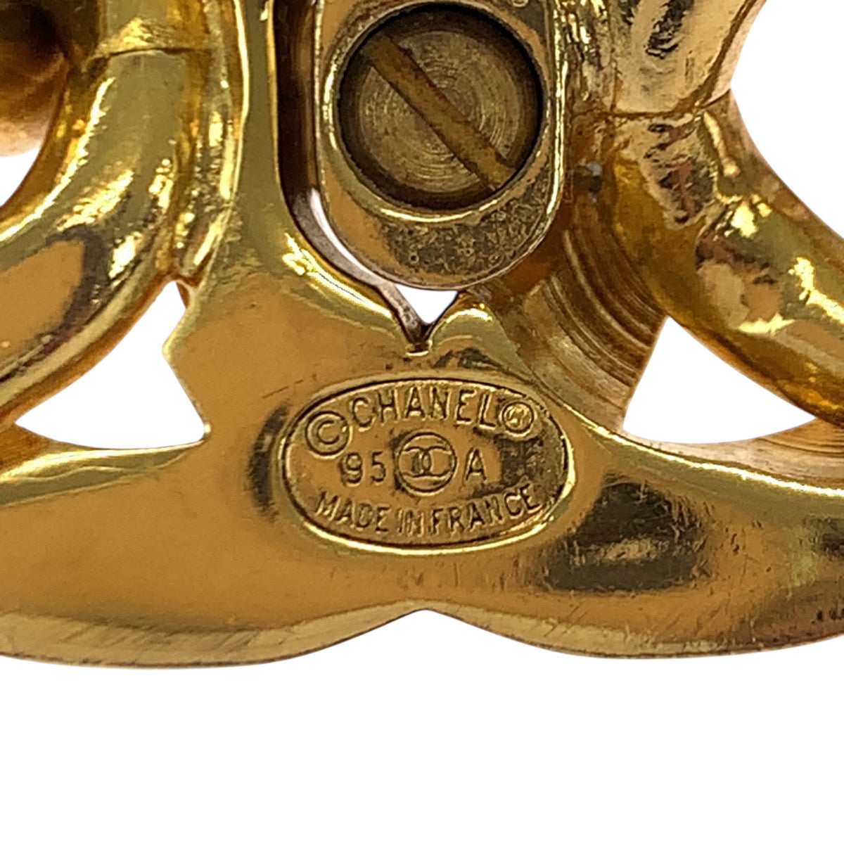 18857
CHANEL シャネル ヴィンテージ 1995 ココマーク ターンロック ゴールド メッキ ブレスレット 95A刻印 レディース ABP128
