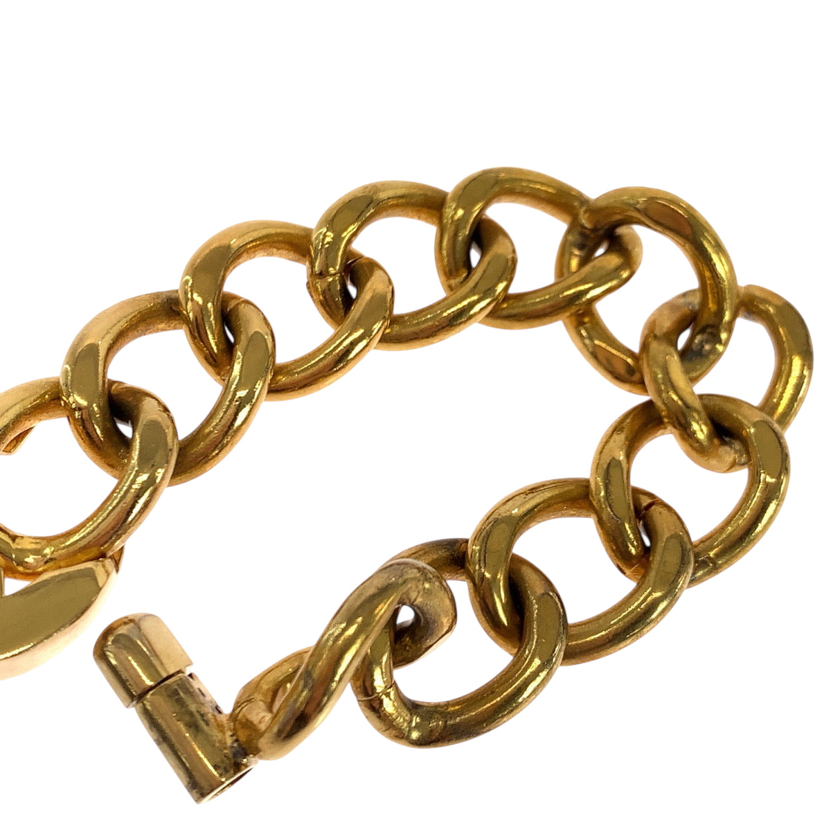 18857
CHANEL シャネル ヴィンテージ 1995 ココマーク ターンロック ゴールド メッキ ブレスレット 95A刻印 レディース ABP128