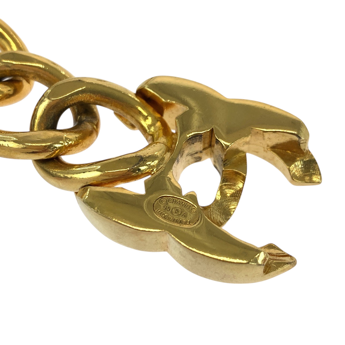 18857
CHANEL シャネル ヴィンテージ 1995 ココマーク ターンロック ゴールド メッキ ブレスレット 95A刻印 レディース ABP128