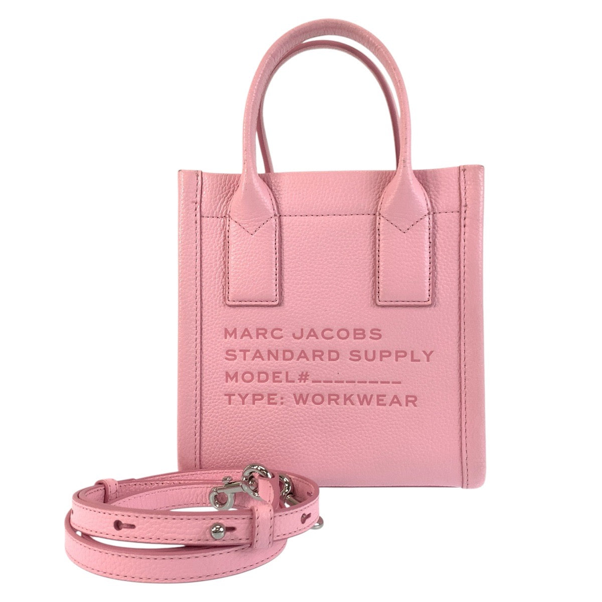 18859
MARC JACOBS マークジェイコブス ピンク シルバー金具 レザー トートバッグ ショルダーバッグ 2way  レディース AB20