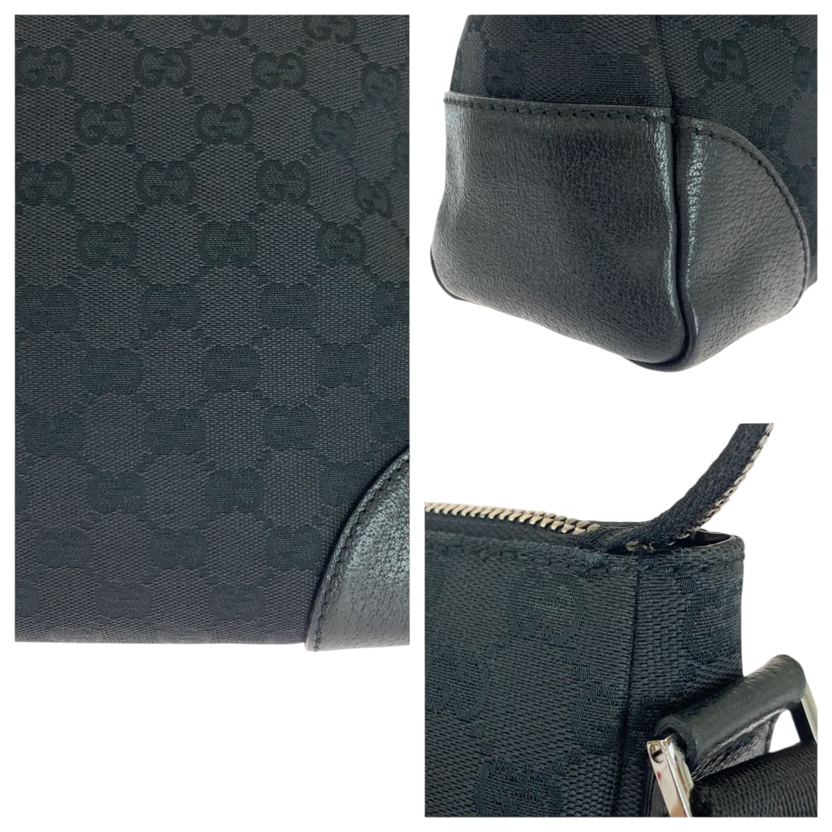 18861
GUCCI グッチ ブラック 黒 シルバー金具 GGキャンバス 110045 ショルダーバッグ 斜め掛け  レディース ABP36