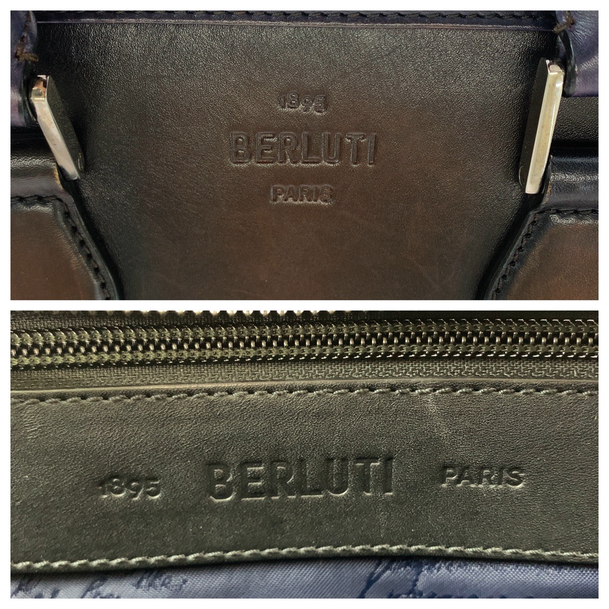 18864
Berluti ベルルッティ アンジュール ブラウン ネイビー シルバー金具 レザー ショルダーバッグ ハンドバッグ 2way  メンズ ABP180