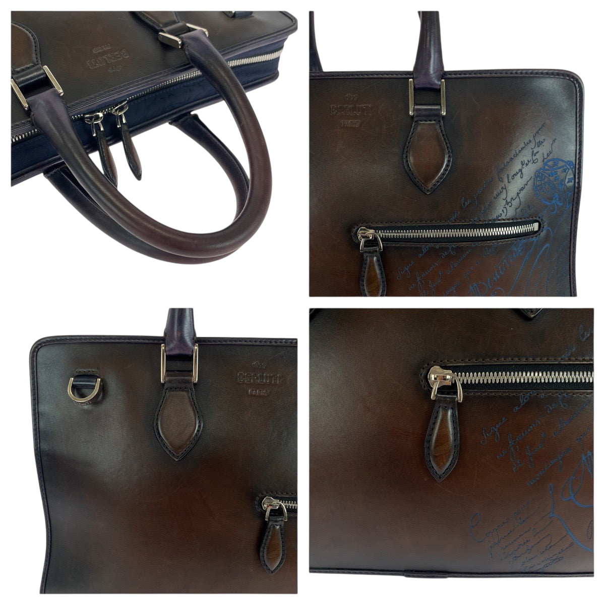 18864
Berluti ベルルッティ アンジュール ブラウン ネイビー シルバー金具 レザー ショルダーバッグ ハンドバッグ 2way  メンズ ABP180