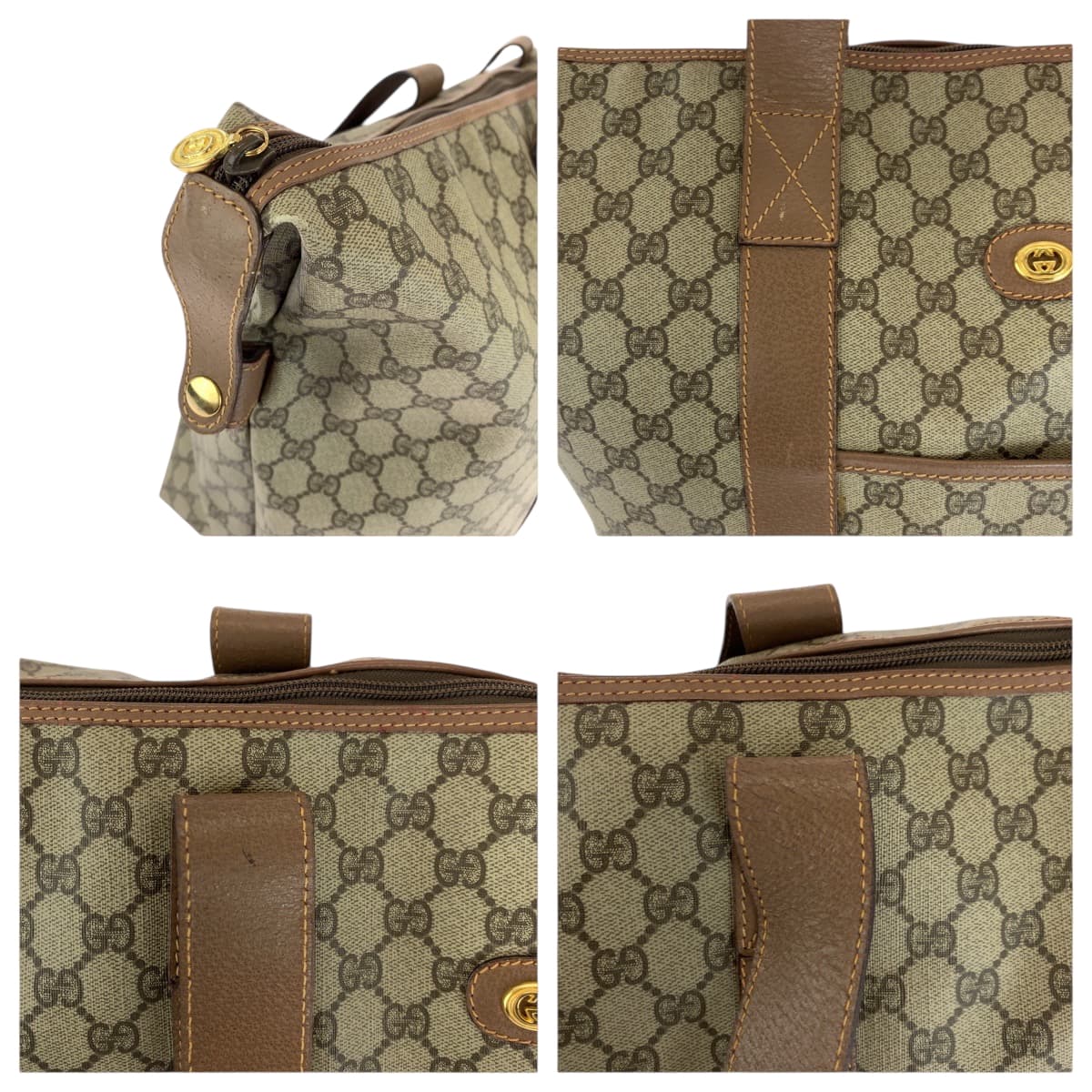 18866
GUCCI グッチ ヴィンテージ オールドグッチ ベージュ ブラウン ゴールド金具 GGスプリームキャンバス 012 1095 6080 トートバッグ ショルダーバッグ  レディース AB