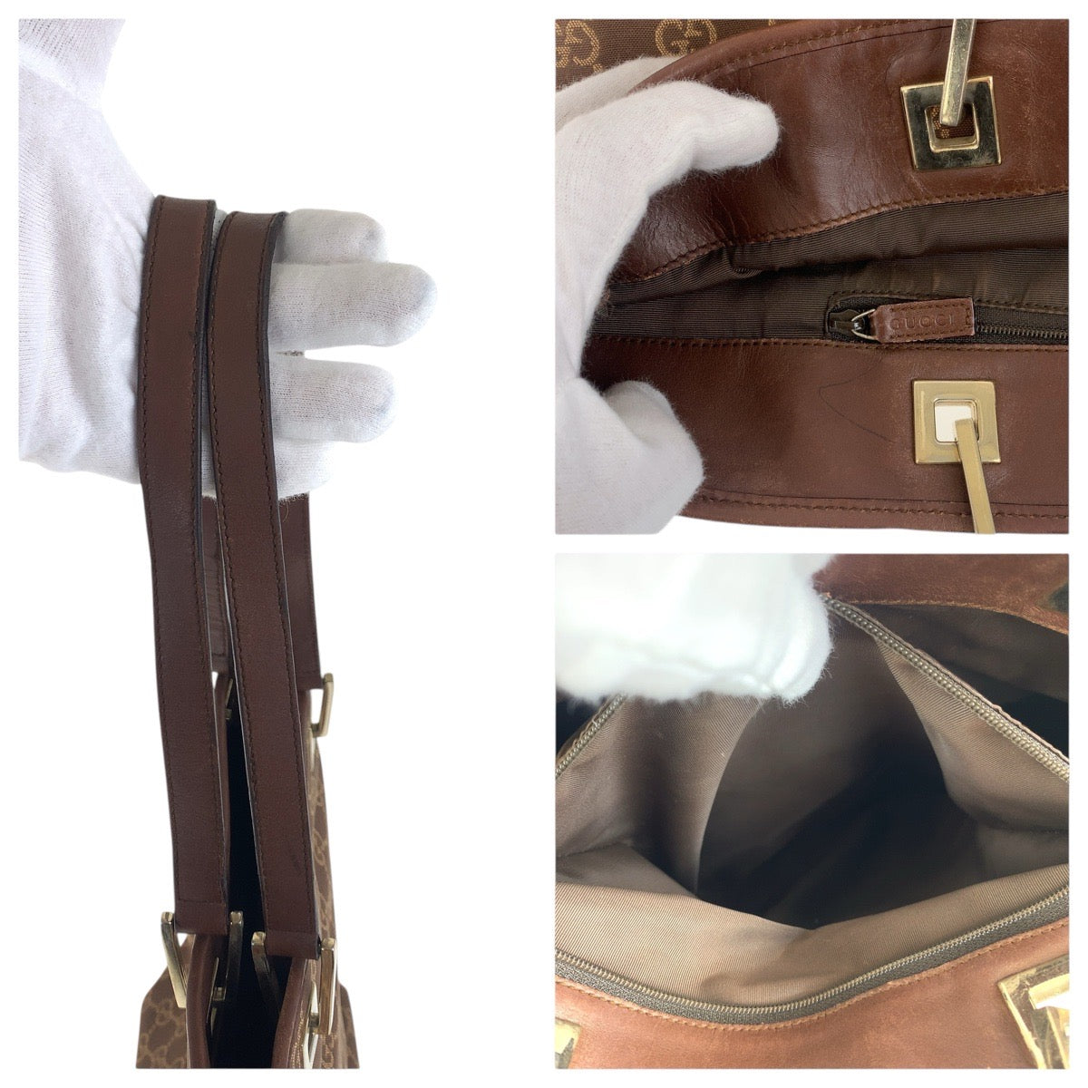 18867
GUCCI グッチ ブラウン ゴールド金具 GGキャンバス / レザー 002 1098 トートバッグ ショルダーバッグ  レディース ABP