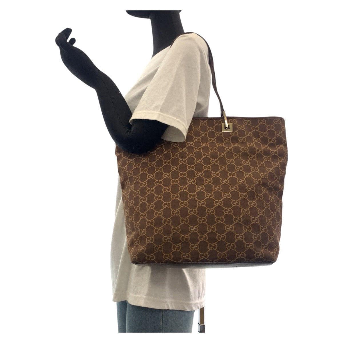 18867
GUCCI グッチ ブラウン ゴールド金具 GGキャンバス / レザー 002 1098 トートバッグ ショルダーバッグ  レディース ABP
