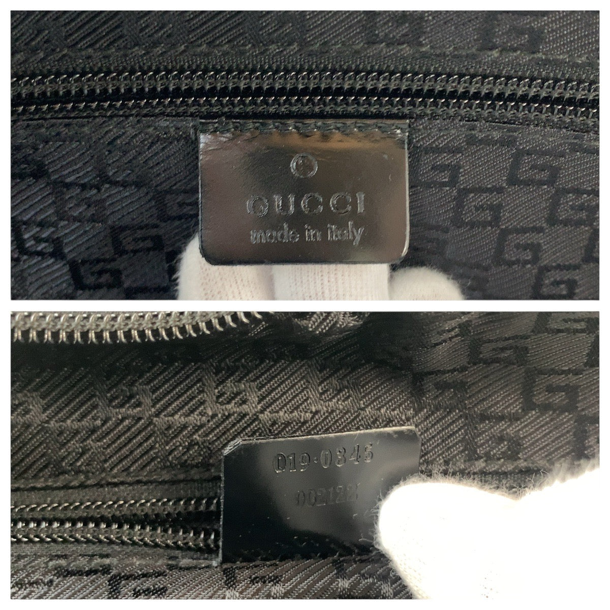18868
GUCCI Jackie Grey Beige Black Gold Hardware Canvas / Leather 019 0345 Shoulder Bag Unisex Women's A51