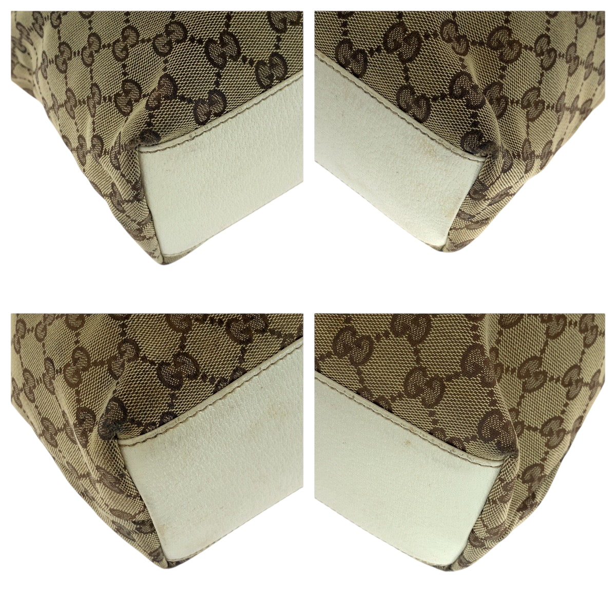 18871
GUCCI グッチ ベージュ ホワイト ゴールド金具 GGキャンバス 153009 トートバッグ ショルダーバッグ  レディース AB