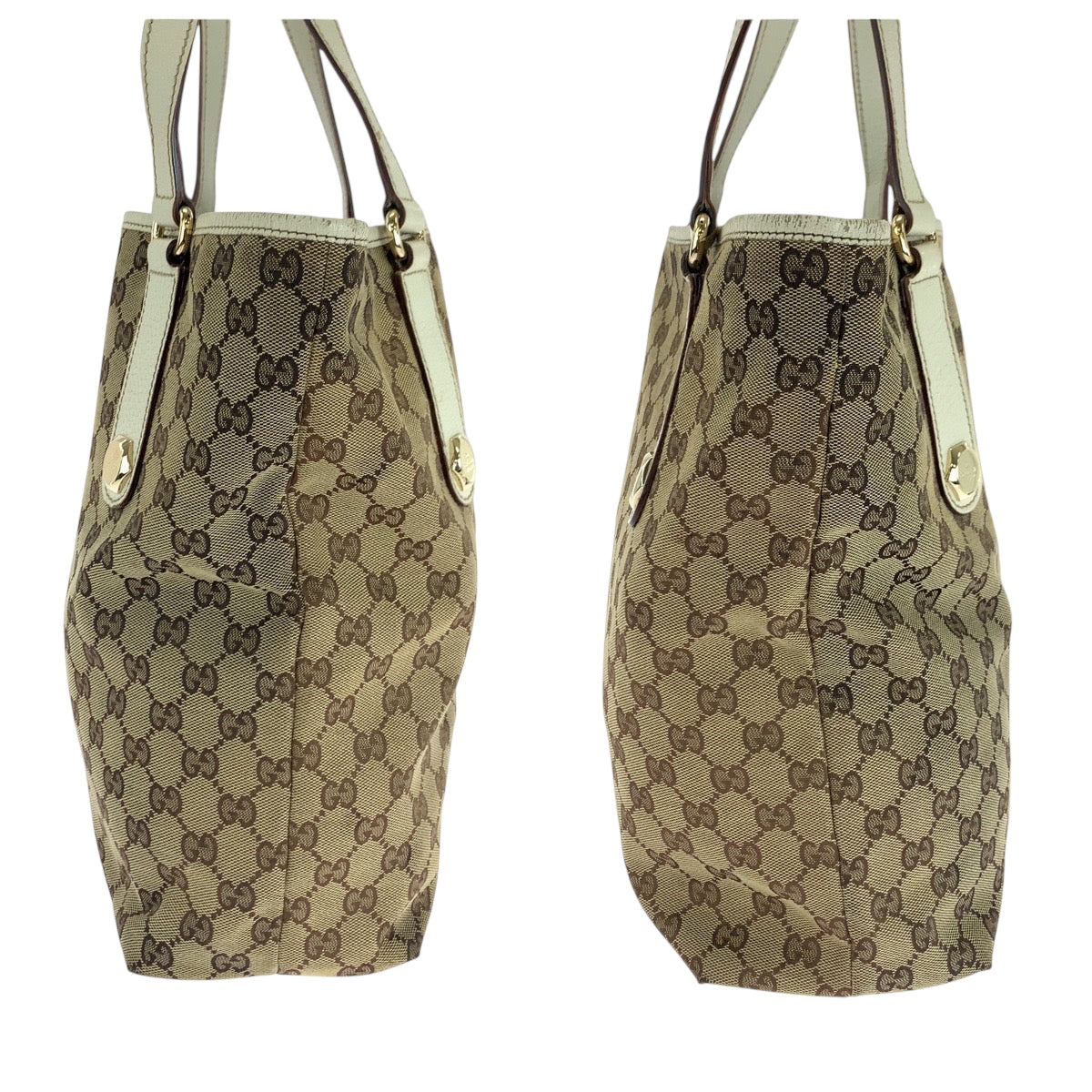 18871
GUCCI グッチ ベージュ ホワイト ゴールド金具 GGキャンバス 153009 トートバッグ ショルダーバッグ  レディース AB