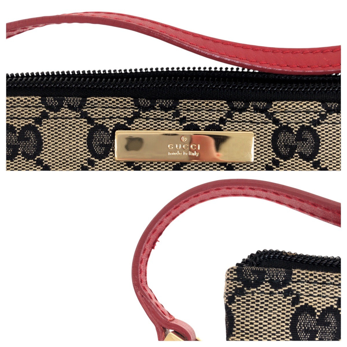 18873
GUCCI グッチ ブラック レッド ゴールド金具 GGキャンバス / レザー 039 1103 ハンドバッグ アクセサリーポーチ レディース ABP30