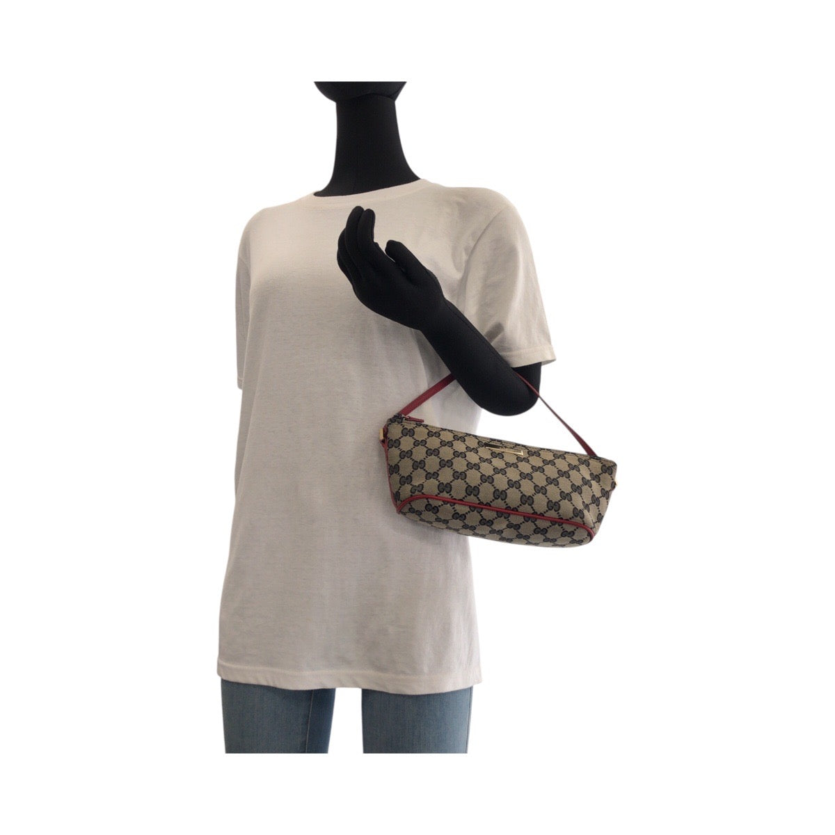 18873
GUCCI グッチ ブラック レッド ゴールド金具 GGキャンバス / レザー 039 1103 ハンドバッグ アクセサリーポーチ レディース ABP30