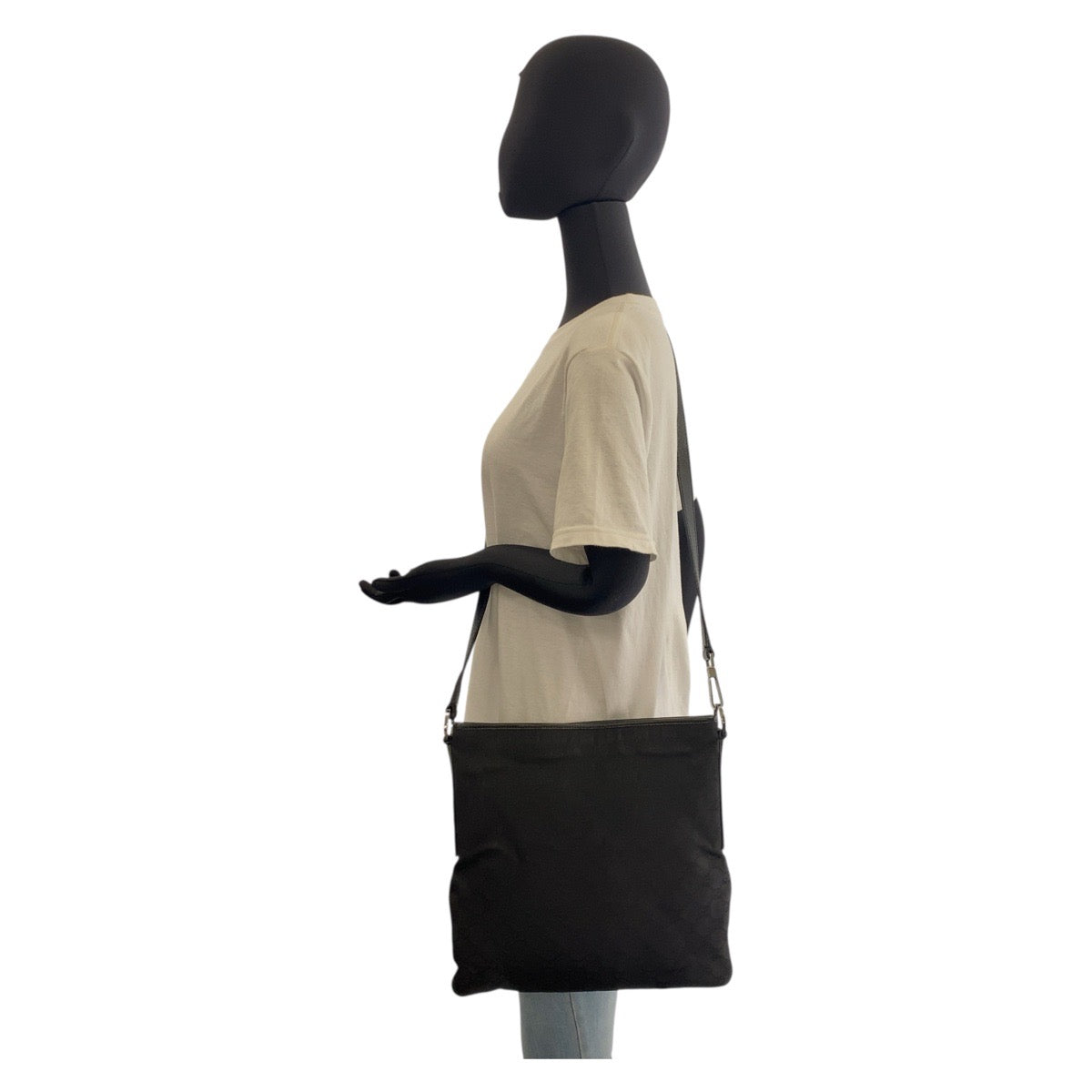 18875
GUCCI Black Silver Hardware GG Canvas / Leather 113013 Shoulder Bag Messenger Bag Unisex Women's ABP32