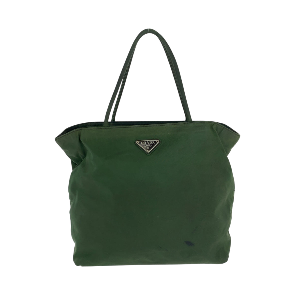 18876
PRADA プラダ テスート 三角ロゴプレート カーキ シルバー金具 ナイロン トートバッグ ハンドバッグ  レディース AB