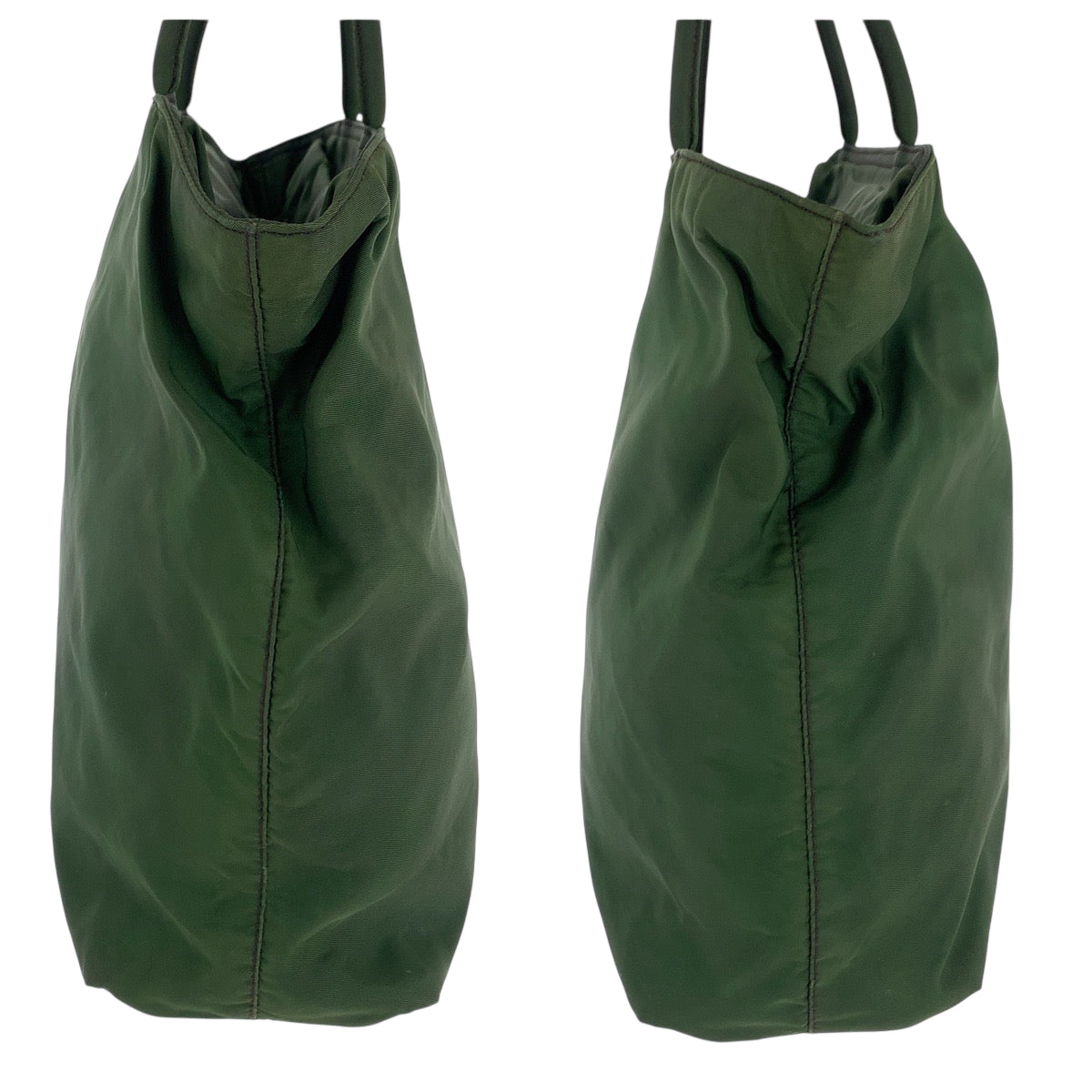 18876
PRADA プラダ テスート 三角ロゴプレート カーキ シルバー金具 ナイロン トートバッグ ハンドバッグ  レディース AB