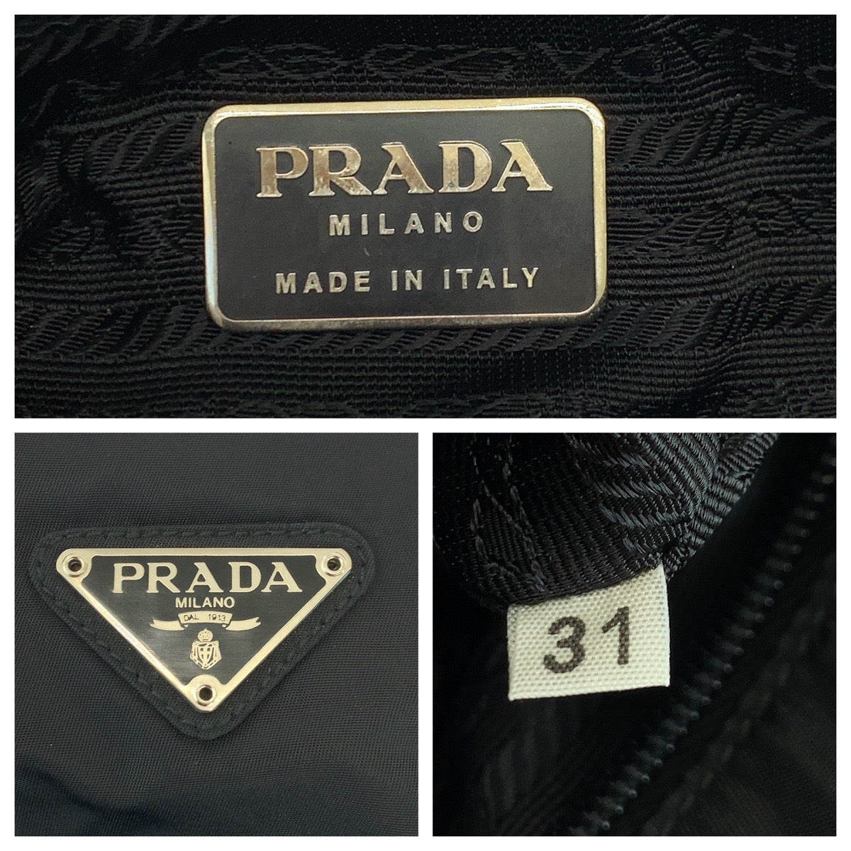 18877
PRADA プラダ テスート 三角ロゴプレート ブラック 黒 シルバー金具 ナイロン トートバッグ ハンドバッグ  レディース ABP