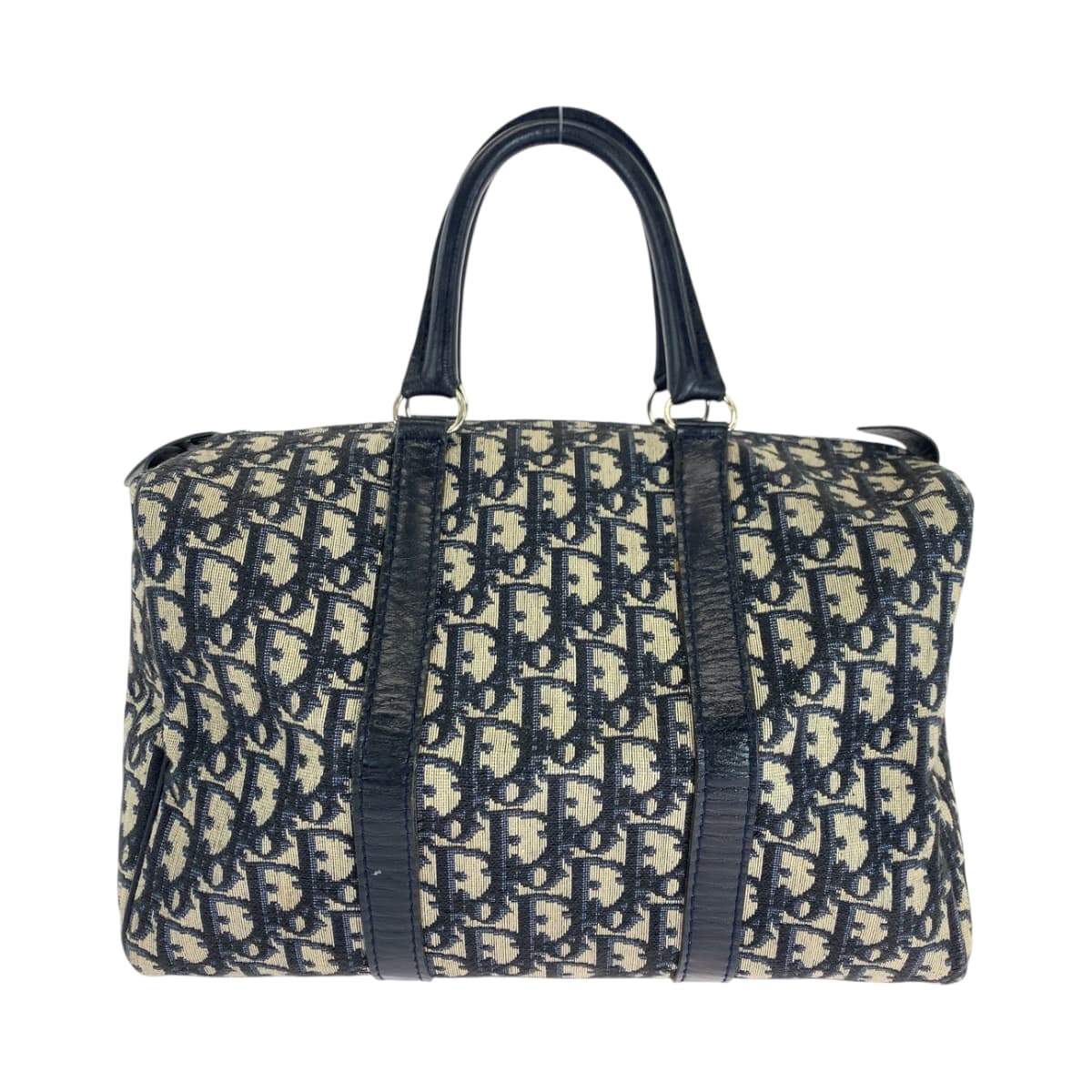 18878
Dior ディオール ヴィンテージ トロッター ネイビー ベージュ シルバー金具 キャンバス ハンドバッグ ボストンバッグ  レディース ABP