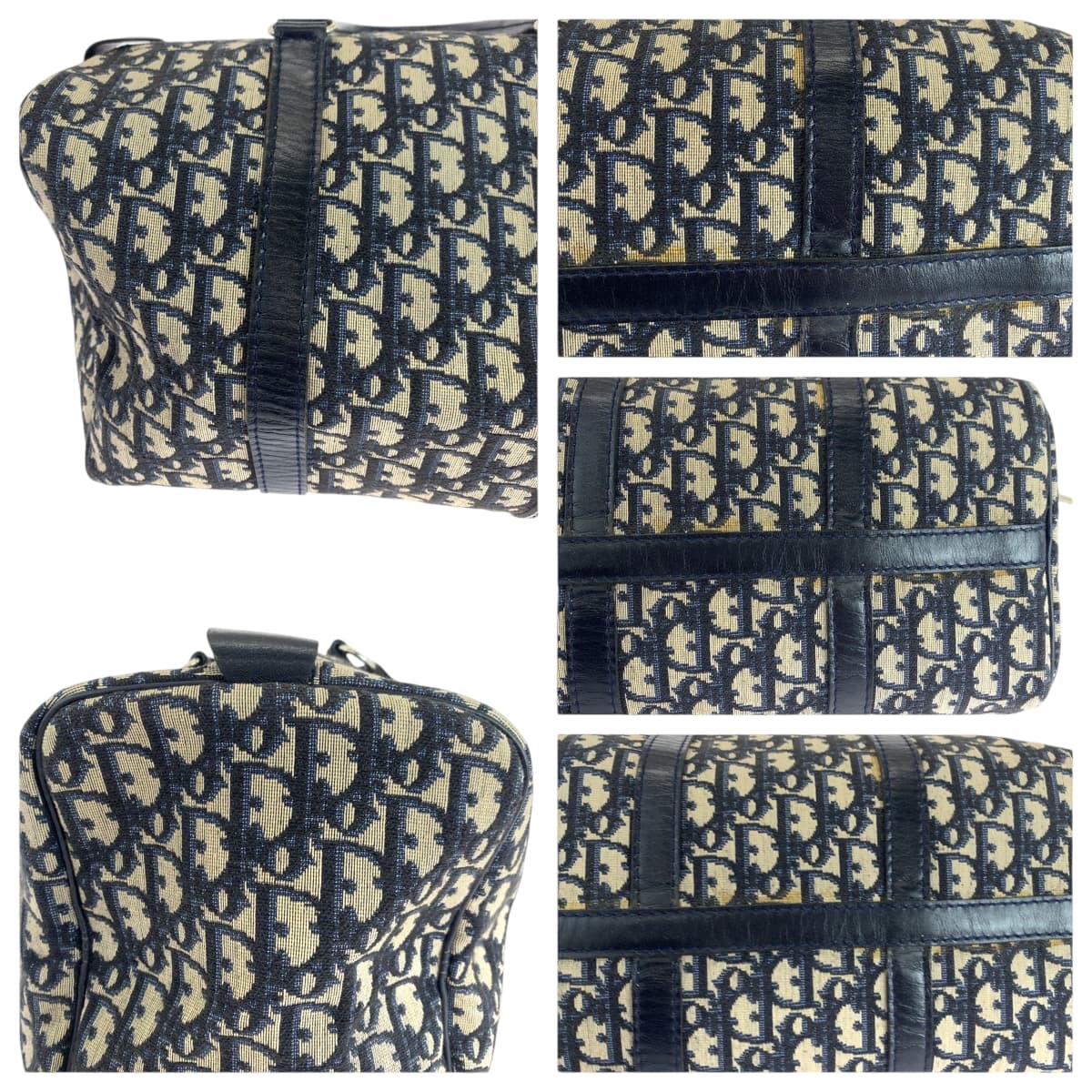 18878
Dior ディオール ヴィンテージ トロッター ネイビー ベージュ シルバー金具 キャンバス ハンドバッグ ボストンバッグ  レディース ABP