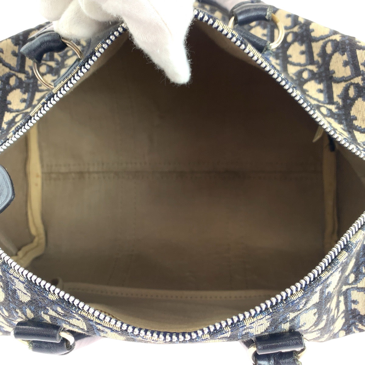 18878
Dior ディオール ヴィンテージ トロッター ネイビー ベージュ シルバー金具 キャンバス ハンドバッグ ボストンバッグ  レディース ABP