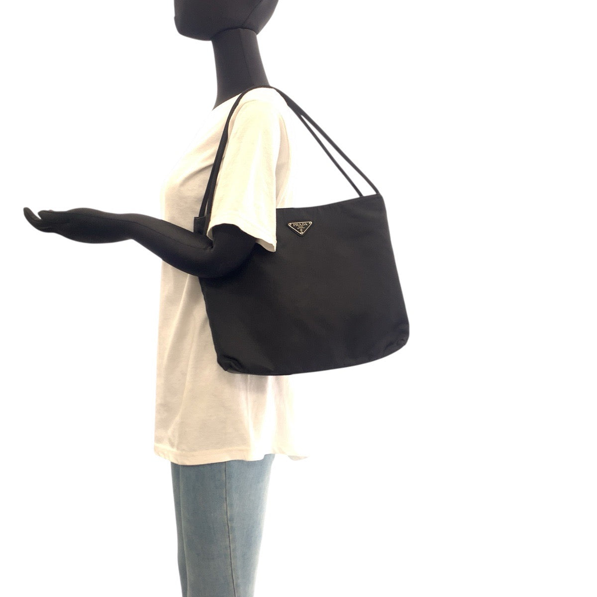 18882
PRADA プラダ テスート 三角ロゴプレート ブラック 黒 シルバー金具 ナイロン トートバッグ ショルダーバッグ レディース ABP34