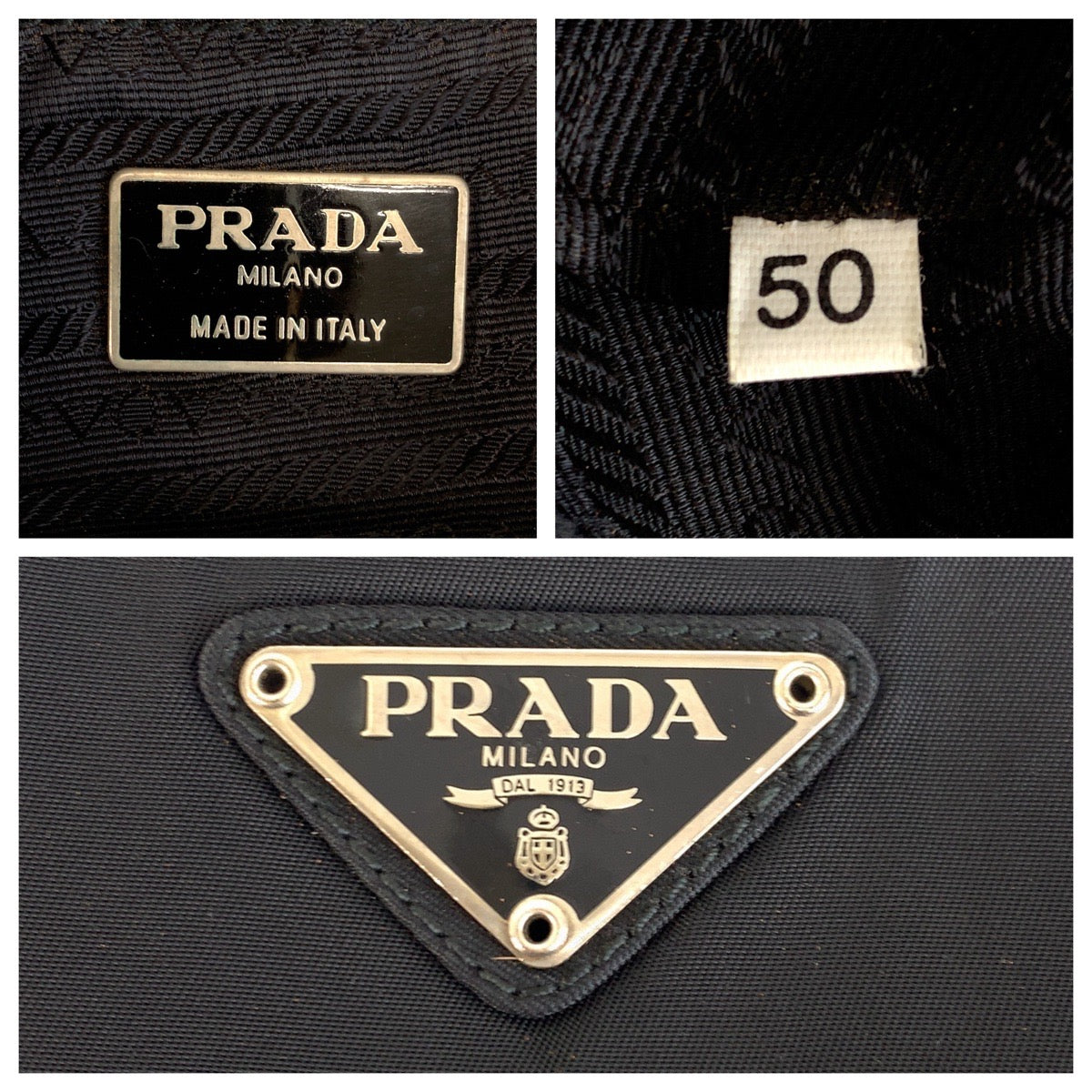 18882
PRADA プラダ テスート 三角ロゴプレート ブラック 黒 シルバー金具 ナイロン トートバッグ ショルダーバッグ レディース ABP34