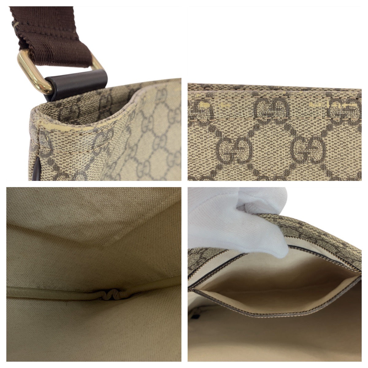 18885
GUCCI Beige Brown Gold Hardware GG Supreme Canvas / Leather 201446 Shoulder Bag Messenger Bag Women's ABP34