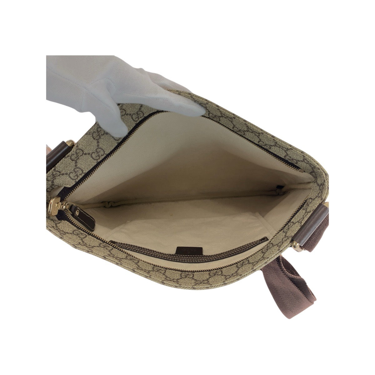18885
GUCCI Beige Brown Gold Hardware GG Supreme Canvas / Leather 201446 Shoulder Bag Messenger Bag Women's ABP34