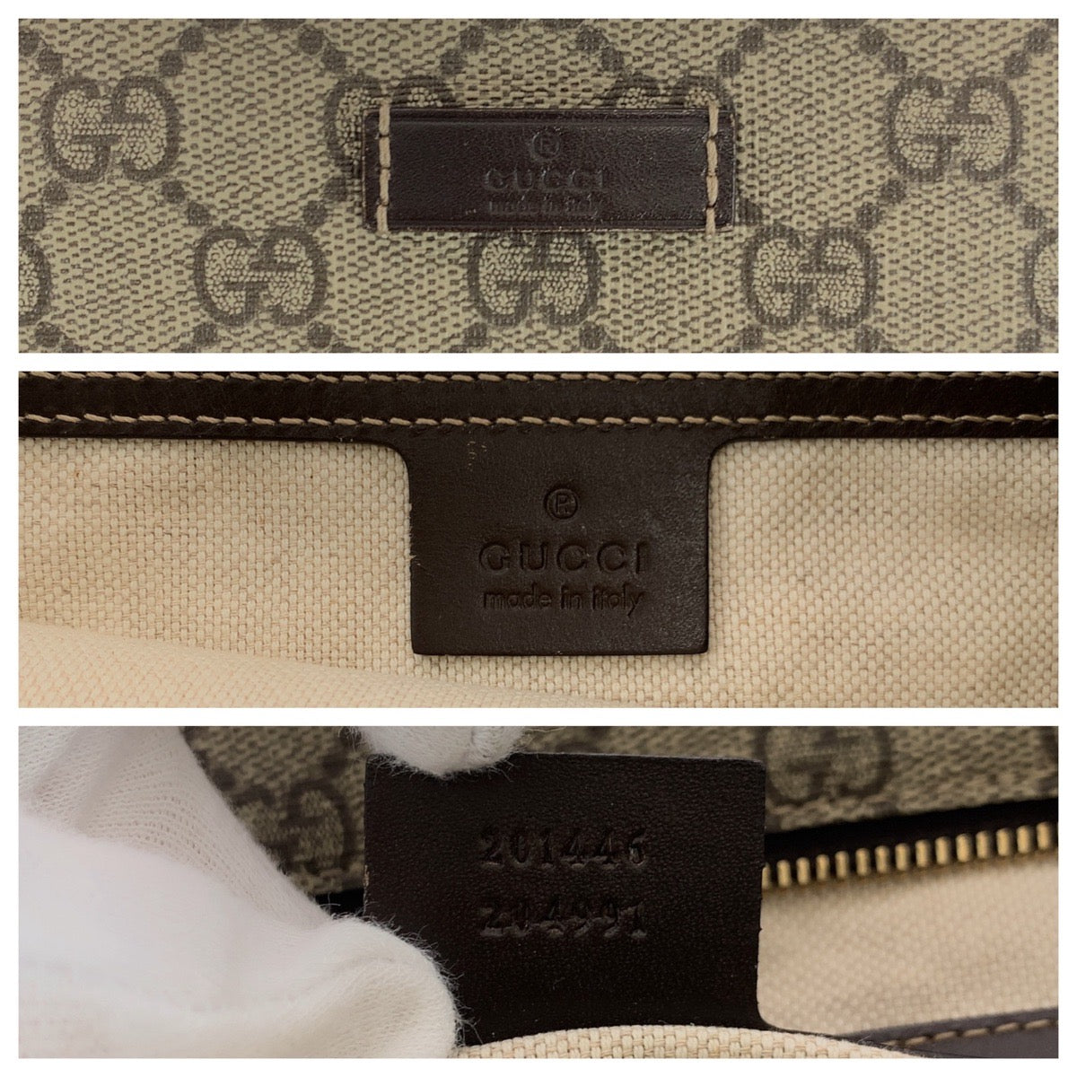 18885
GUCCI Beige Brown Gold Hardware GG Supreme Canvas / Leather 201446 Shoulder Bag Messenger Bag Women's ABP34