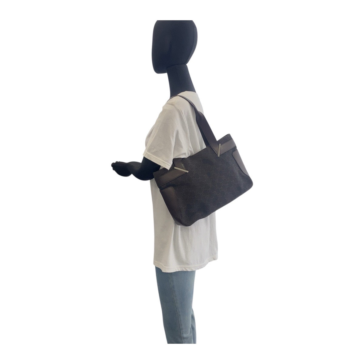 18887
GUCCI Brown Silver Hardware GG Canvas 73983 Tote Bag Shoulder Bag Ladies AB29