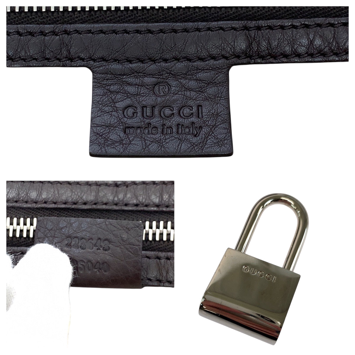 18888
GUCCI グッチ ダークブラウン シルバー金具 レザー 23643 ボストンバッグ ショルダーバッグ ハンドバッグ 2way  メンズ AB48