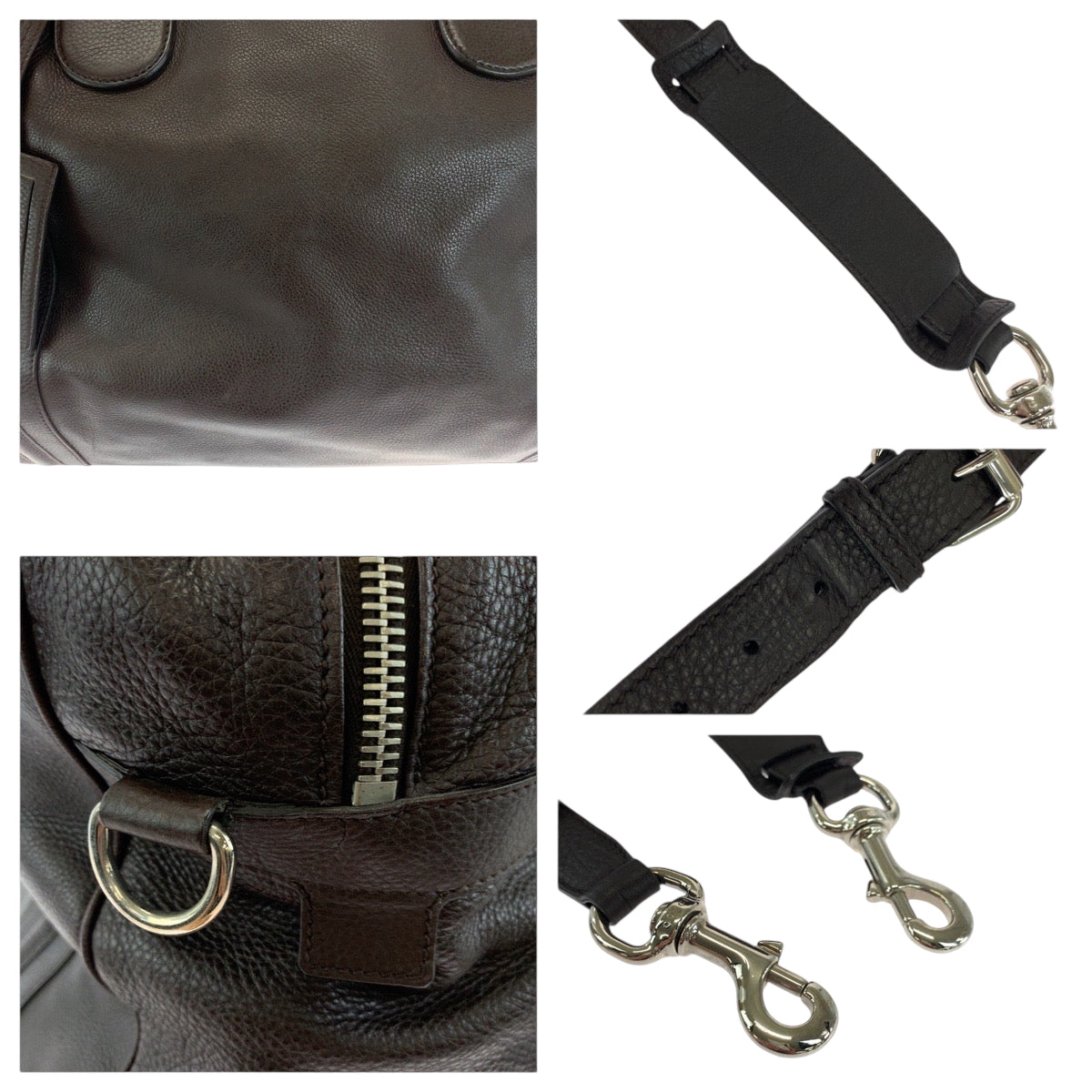 18888
GUCCI グッチ ダークブラウン シルバー金具 レザー 23643 ボストンバッグ ショルダーバッグ ハンドバッグ 2way  メンズ AB48