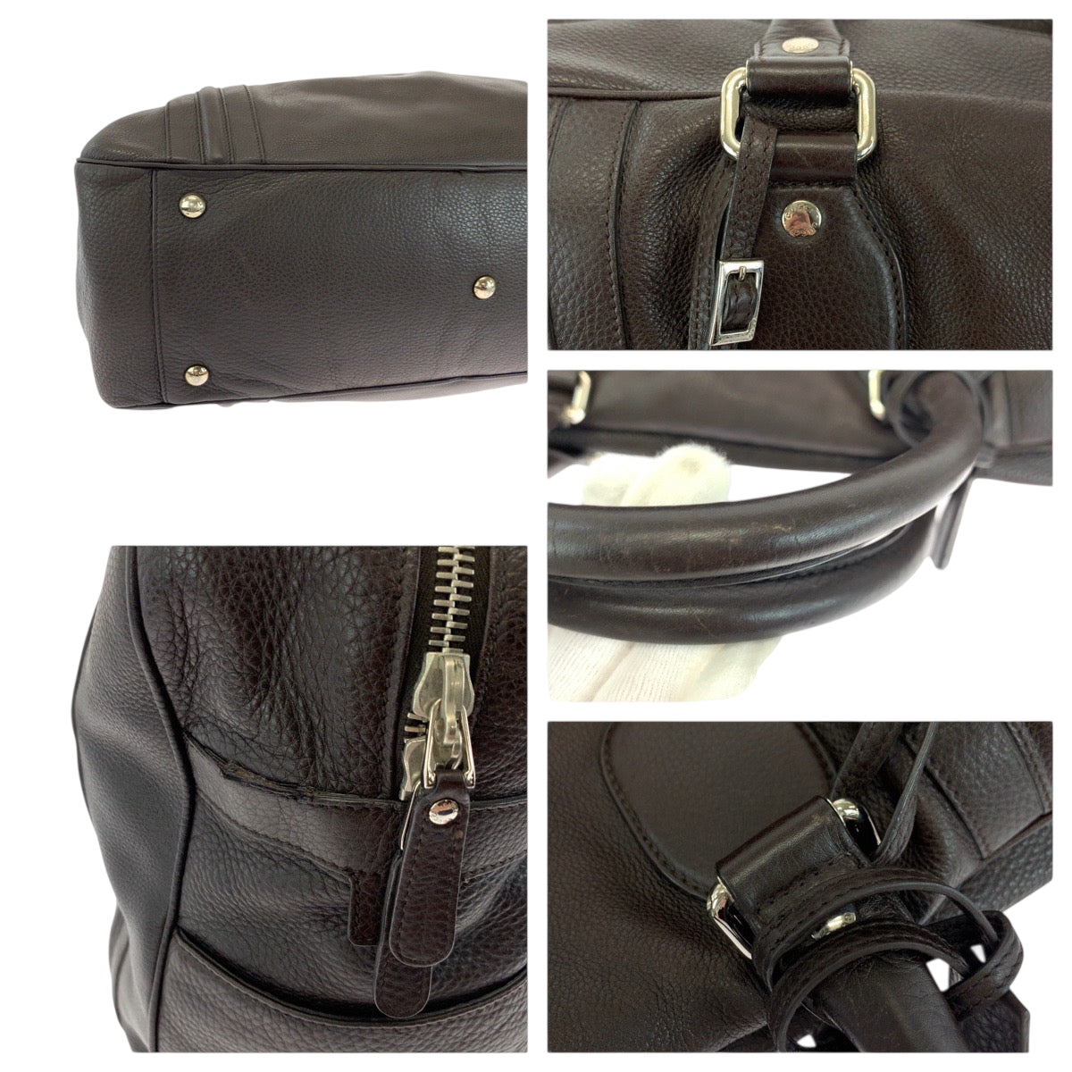 18888
GUCCI グッチ ダークブラウン シルバー金具 レザー 23643 ボストンバッグ ショルダーバッグ ハンドバッグ 2way  メンズ AB48