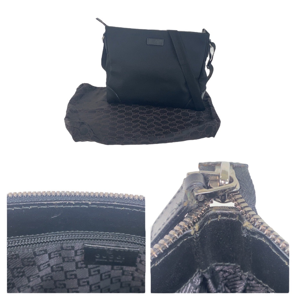 18894
GUCCI Black Silver Hardware Nylon / Leather 110054 Crossbody Shoulder Bag Messenger Bag Men's A38