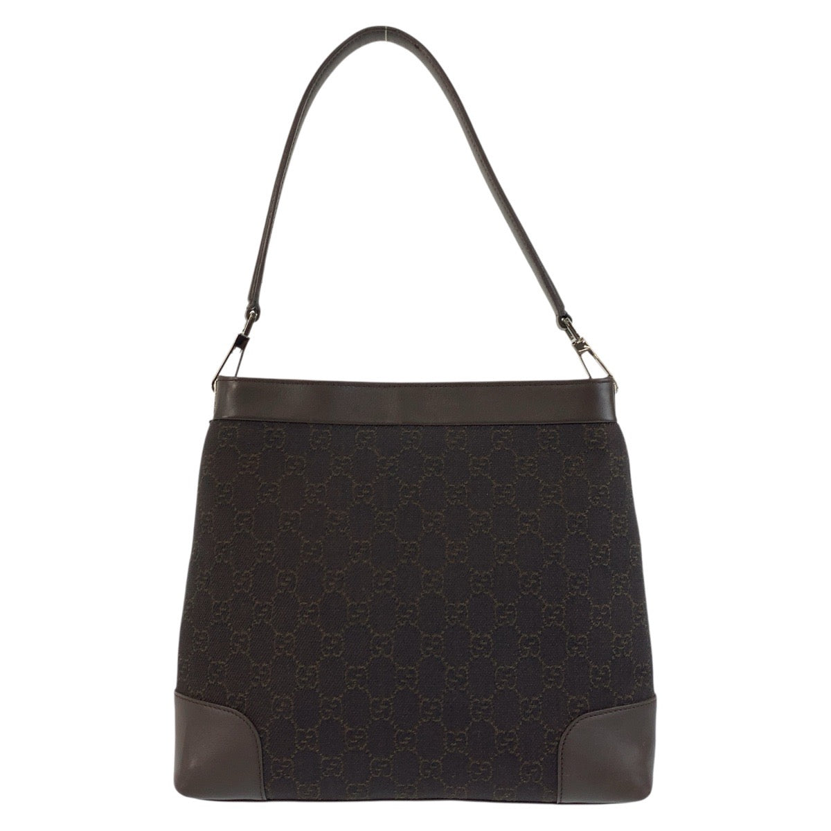 18895
GUCCI Brown Silver Hardware GG Canvas / Leather 143745 Shoulder Bag for Women ABP38