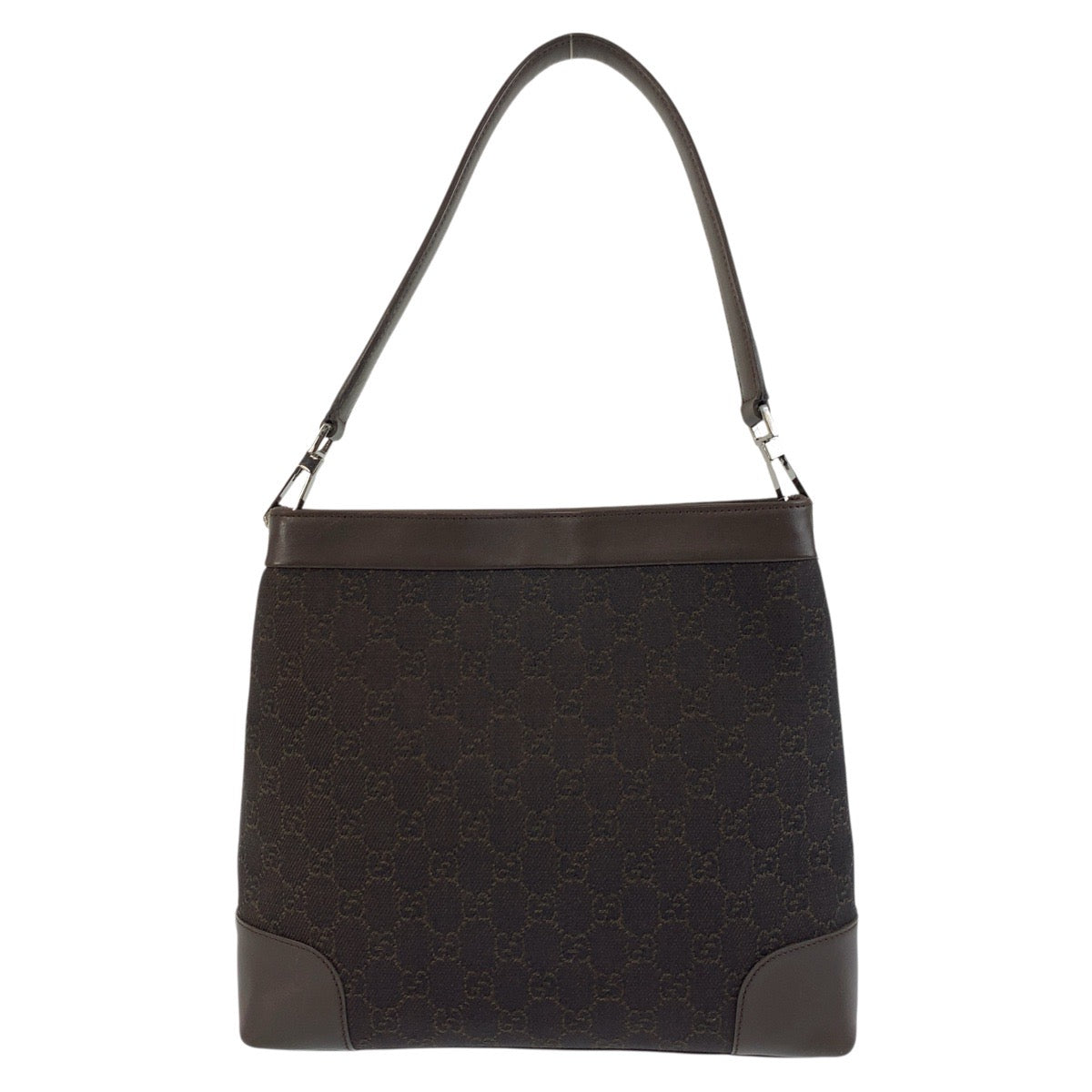 18895
GUCCI Brown Silver Hardware GG Canvas / Leather 143745 Shoulder Bag for Women ABP38