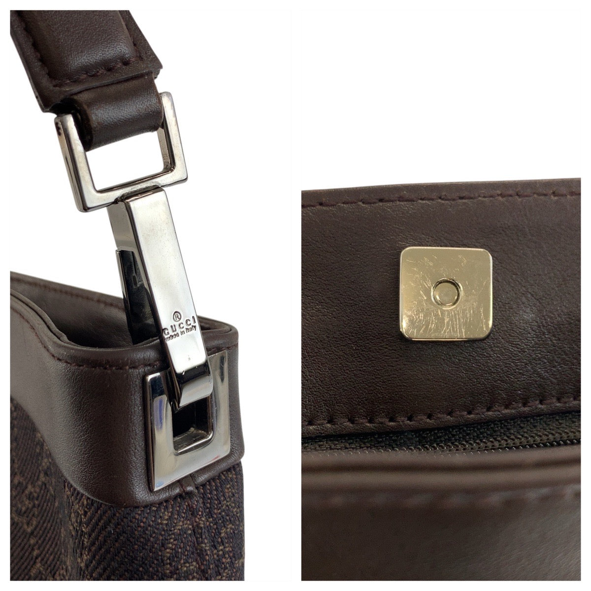 18895
GUCCI Brown Silver Hardware GG Canvas / Leather 143745 Shoulder Bag for Women ABP38