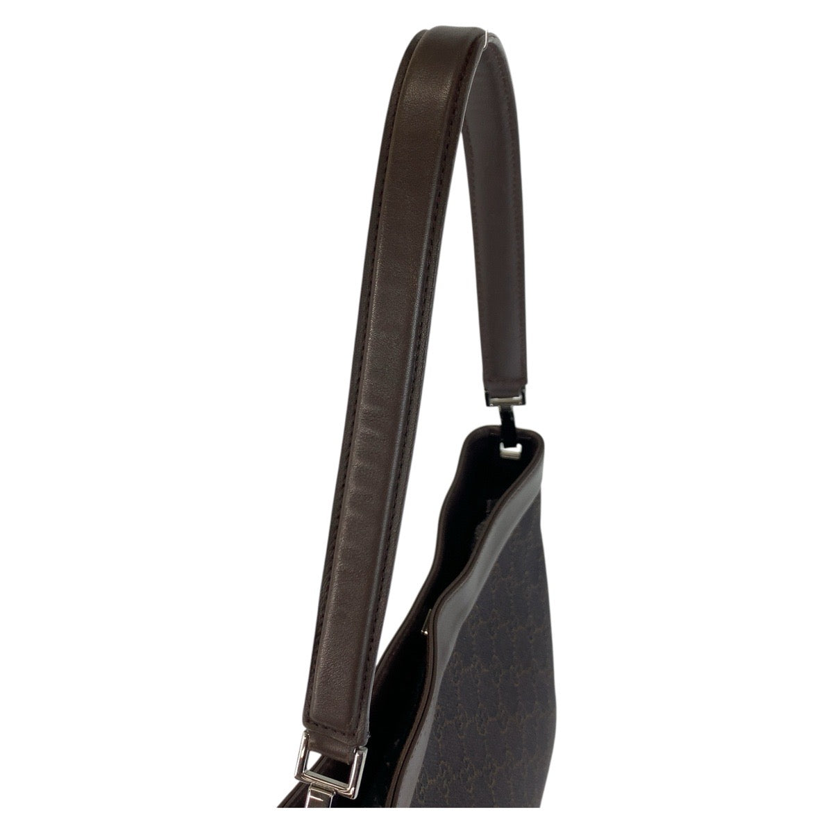18895
GUCCI Brown Silver Hardware GG Canvas / Leather 143745 Shoulder Bag for Women ABP38
