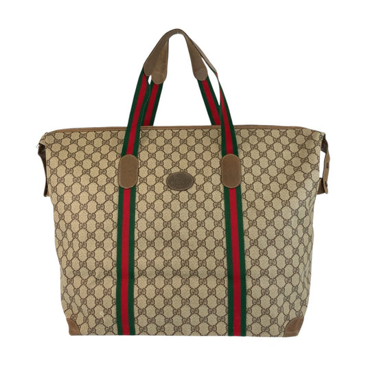 18896
GUCCI グッチ ヴィンテージ シェリーライン オールドグッチ ブラウン ベージュ GGスプリームキャンバス / レザー 89 19 012 トートバッグ ショルダーバッグ レディース AB46