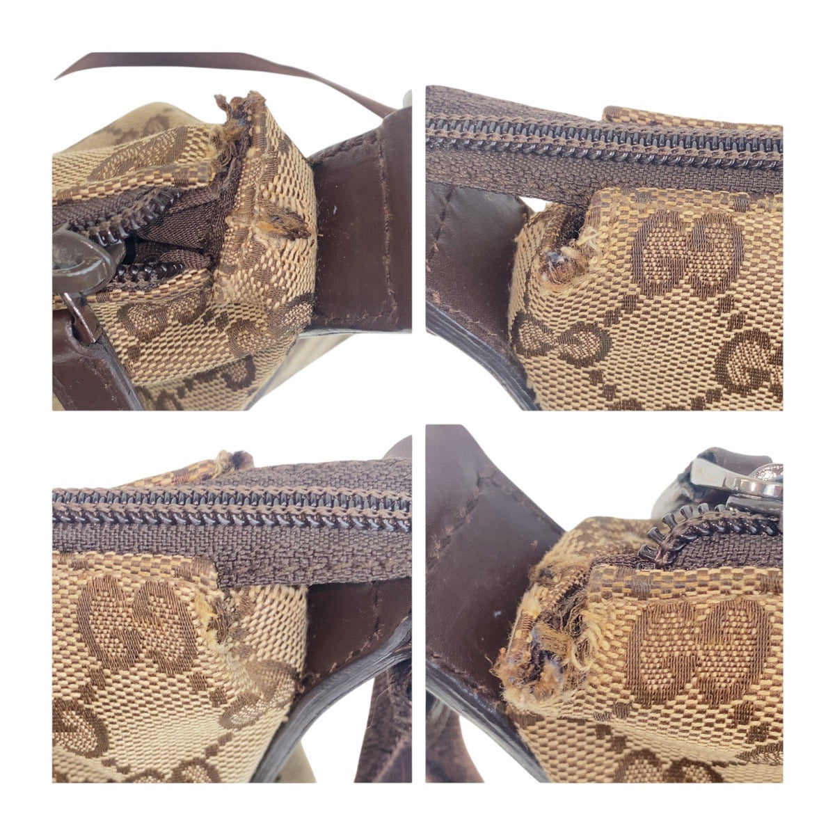18897
GUCCI グッチ ベージュ ブラウン シルバー金具 GGキャンバス / レザー 145857 斜め掛け ショルダーバッグ  レディース AB27