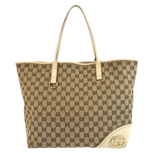 18899
GUCCI グッチ アビー ニューブリット ベージュ ゴールド金具 GGキャンバス / レザー 169945 トートバッグ レディース AB34