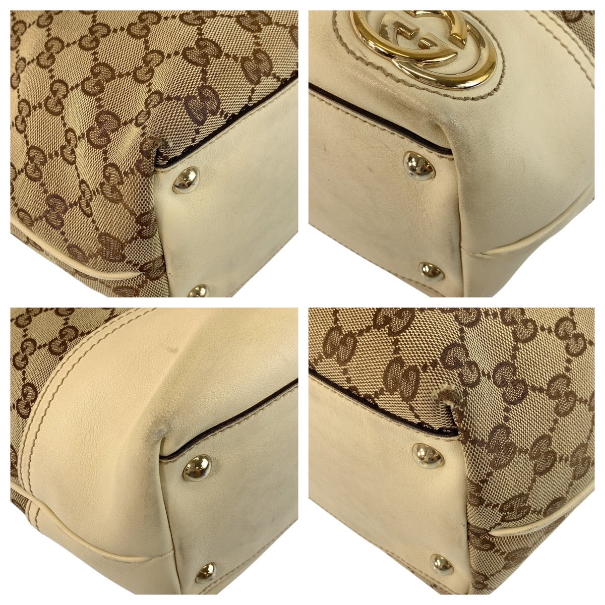 18899
GUCCI Abbey New Britt Beige Gold Hardware GG Canvas / Leather 169945 Tote Bag Women's AB34