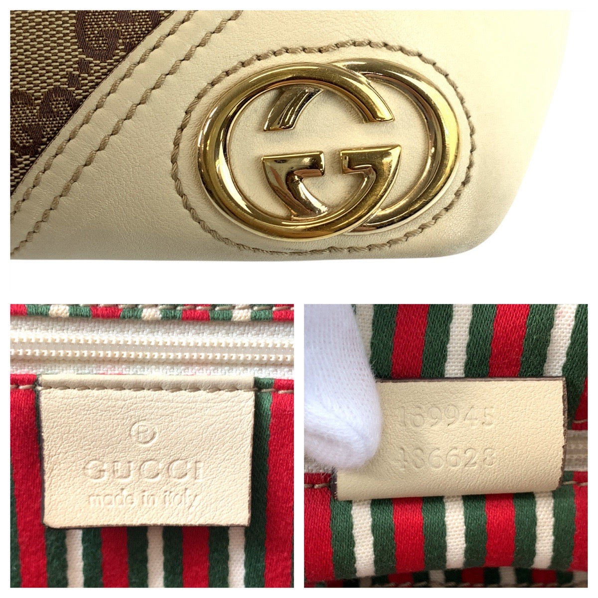 18899
GUCCI Abbey New Britt Beige Gold Hardware GG Canvas / Leather 169945 Tote Bag Women's AB34