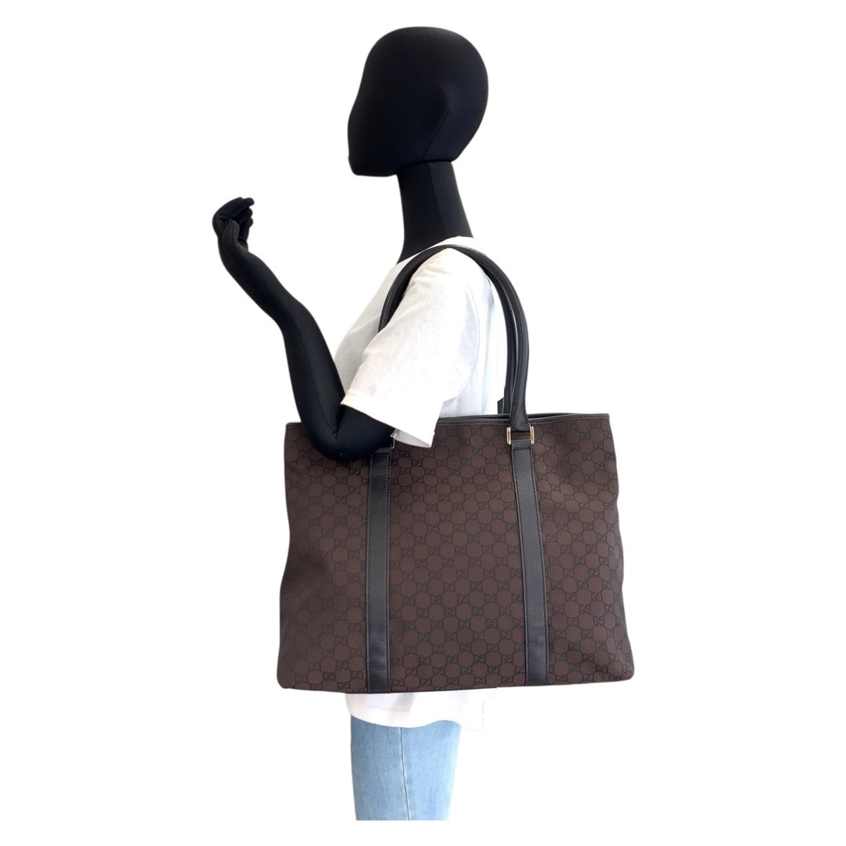 18900
GUCCI GG Pattern Brown Silver Hardware Nylon / Leather 257304 Tote Bag Shoulder Bag Ladies ABP43