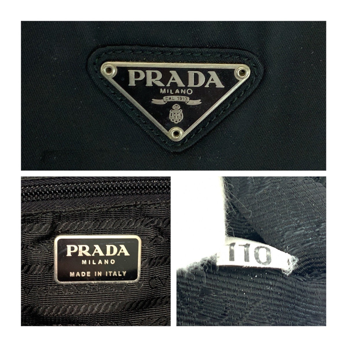 18901
PRADA プラダ テスート 三角ロゴプレート ブラック 黒 シルバー金具 ナイロン 110  ショルダーバッグ トートバッグ  レディース AB38