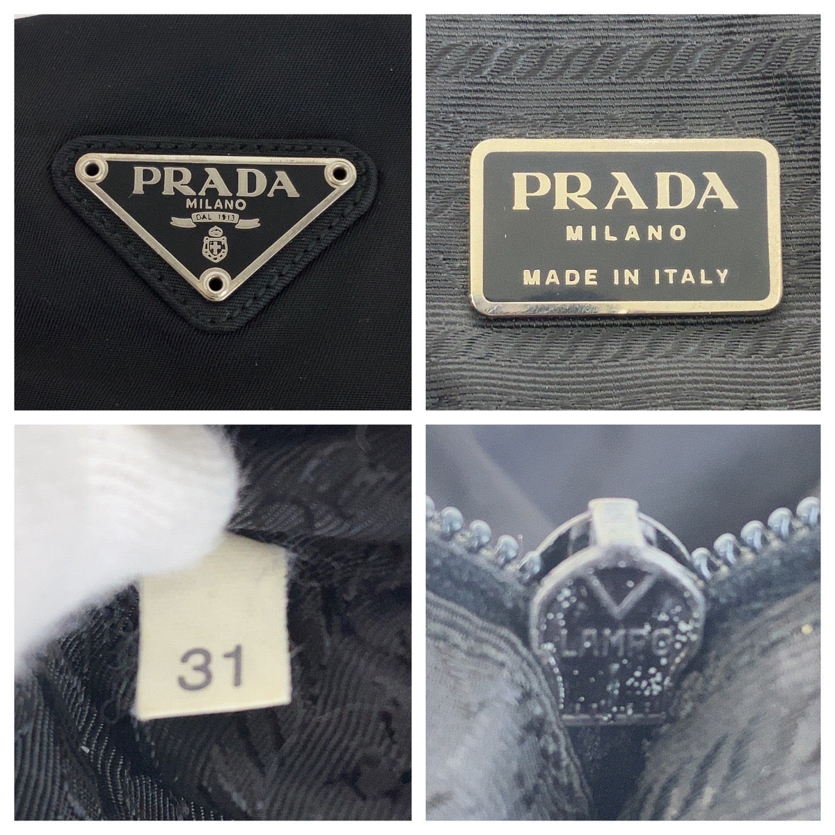 18902
PRADA プラダ テスート 三角ロゴプレート ブラック 黒 シルバー金具 ナイロン / レザー トートバッグ ショルダーバッグ  レディース ABP38
