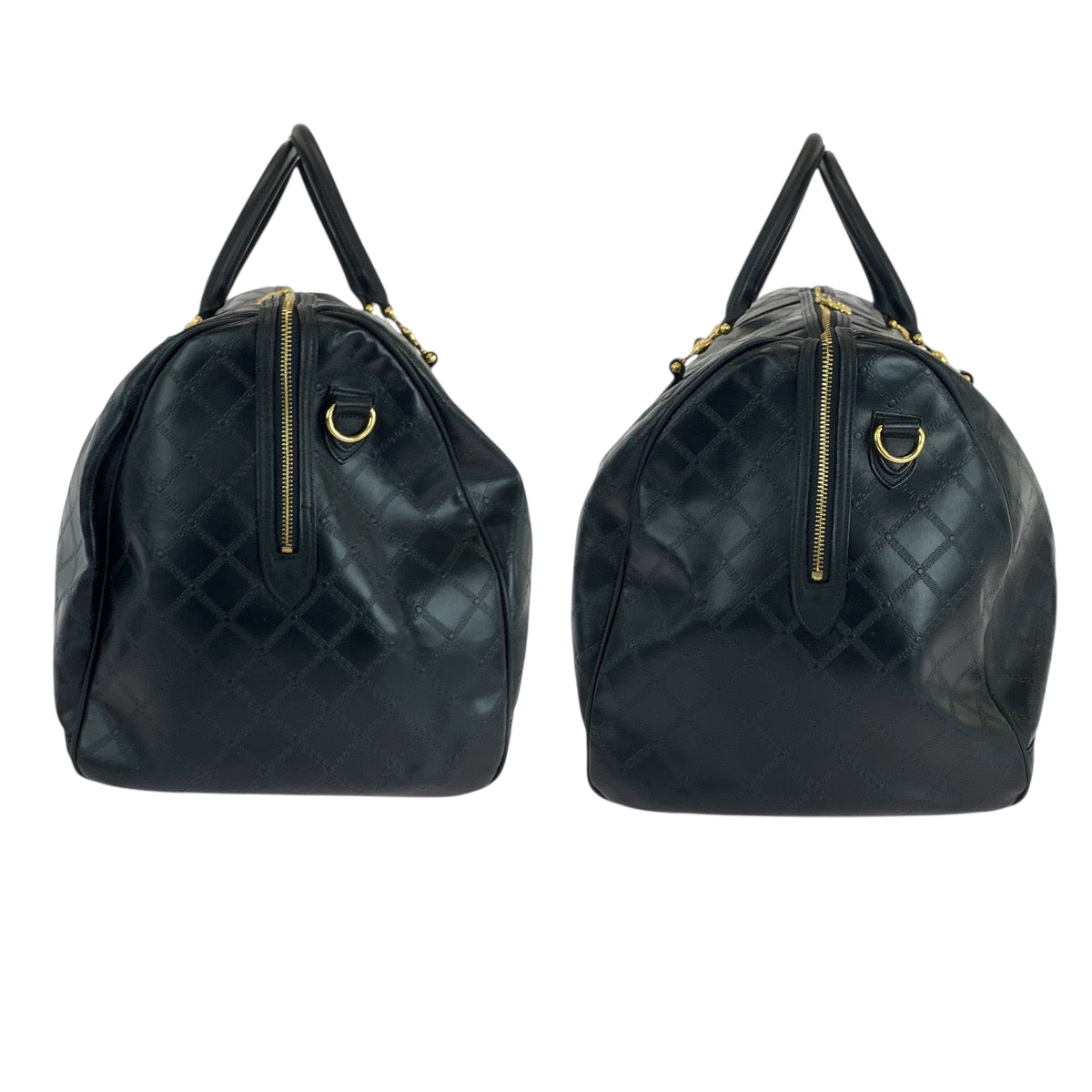 18912
VERSACE ヴェルサーチ ヴィンテージ サンバースト ブラック 黒 ゴールド金具 レザー ボストンバッグ ハンドバッグ メンズ ABP75