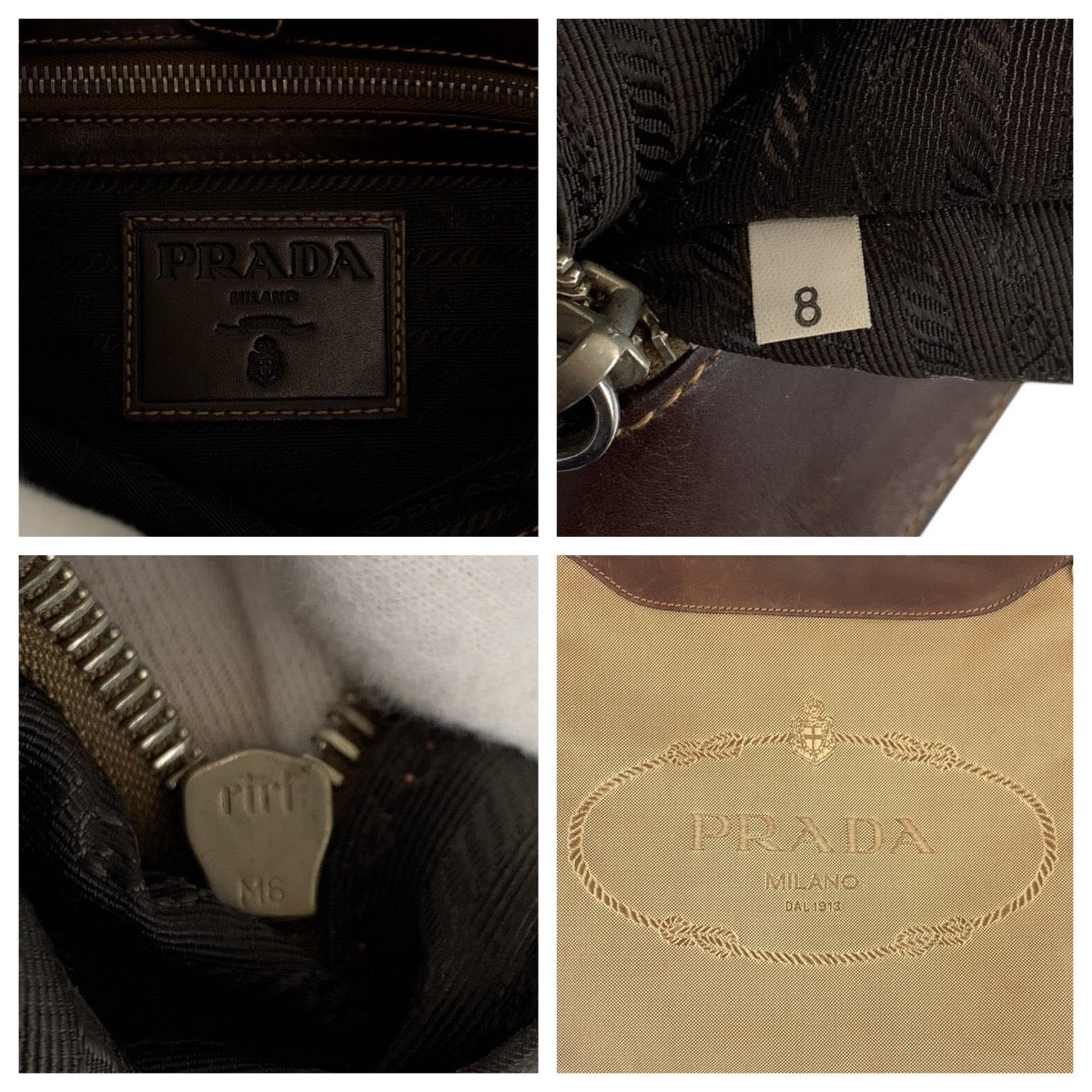 18913
PRADA プラダ ロゴジャガード ベージュ ブラウン シルバー金具 キャンバス / レザー ショルダーバッグ メッセンジャーバッグ  レディース AB27