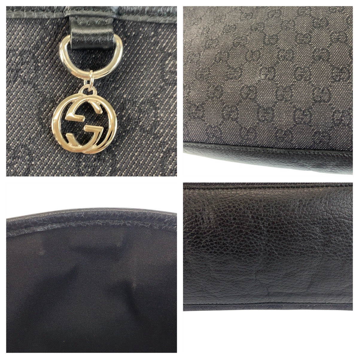 18914
GUCCI グッチ インターロッキング ブラック 黒 シルバー金具 GGキャンバス / レザー 211525 トートバッグ ショルダーバッグ  レディース ABP48