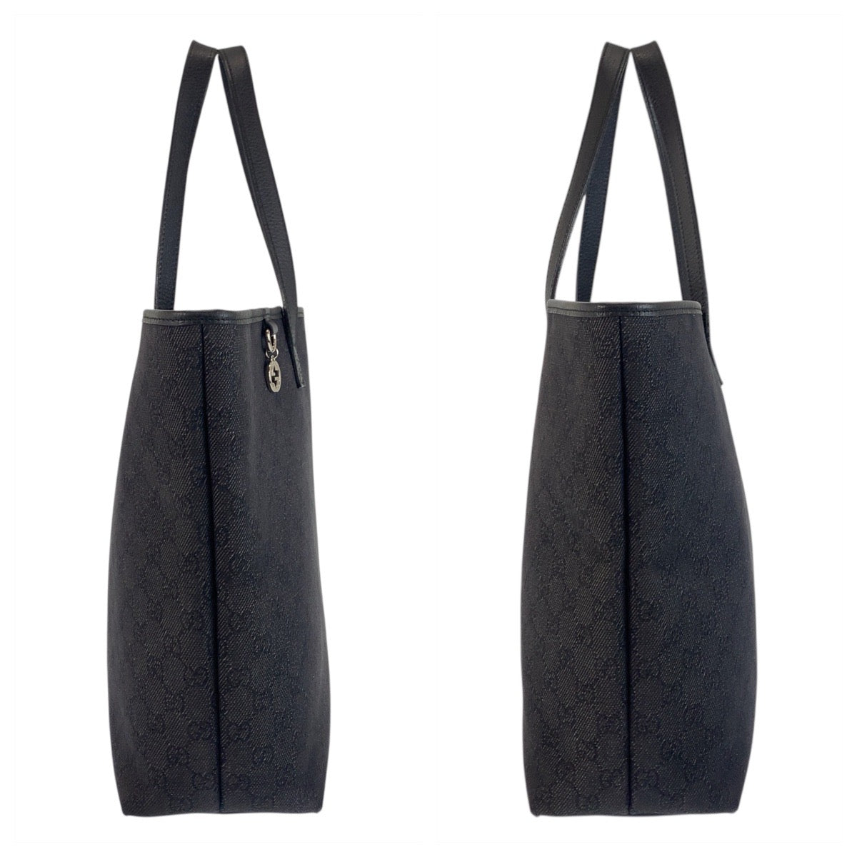 18914
GUCCI グッチ インターロッキング ブラック 黒 シルバー金具 GGキャンバス / レザー 211525 トートバッグ ショルダーバッグ  レディース ABP48