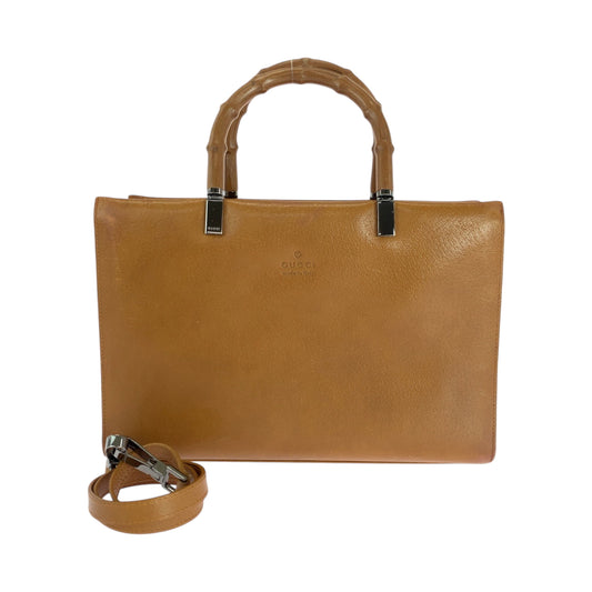 18915
GUCCI グッチ バンブー キャメル シルバー金具 レザー 002 1035 2way ハンドバッグ トートバッグ ショルダーバッグ レディース AB38